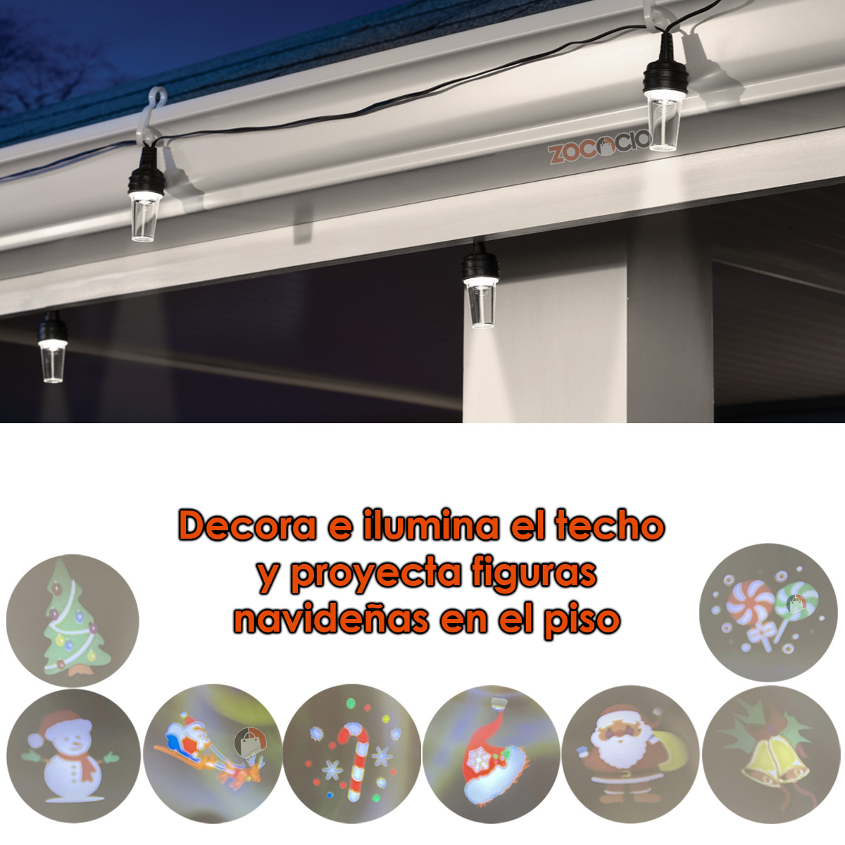 Cadena De 8 Luces Proyección Led figuras